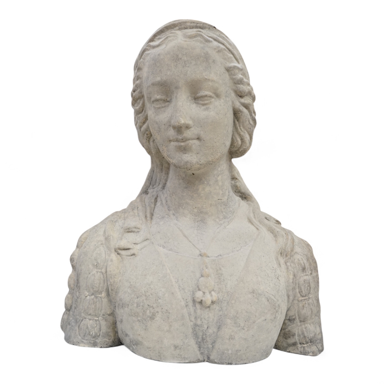 A composition stone bust of Madonna, 48cm high